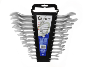 Klucze płasko oczkowe 6-32mm 12szt satyn.klip Geko